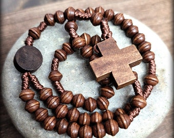 Rugged Rosaries - The + Living Simply + Catholic Wood Rosary - Minimalist Rosary