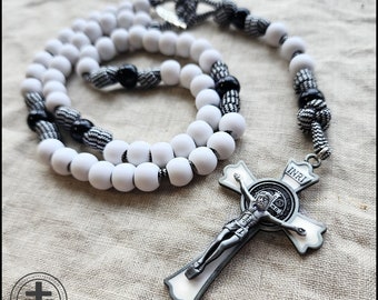 Rugged Rosaries® - Angelus Domini White Rosary - Paracord Rosary