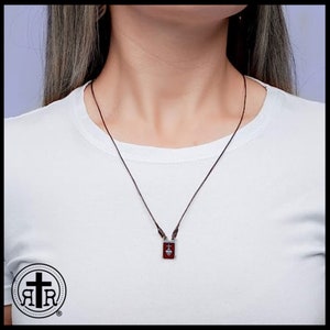 Brown Wool Scapular Striking Red Enamel with Wool Inserts Powerful Protection Catholic Gifts from Rugged Rosaries image 7
