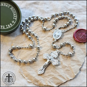 Rugged Rosaries® WWI Battle Beads® Combat Rosary in Silver - Catholic Rosary