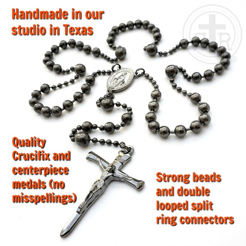 Rugged Rosaries® WWI Battle Beads Combat Rosary in Gunmetal Catholic Rosary image 5