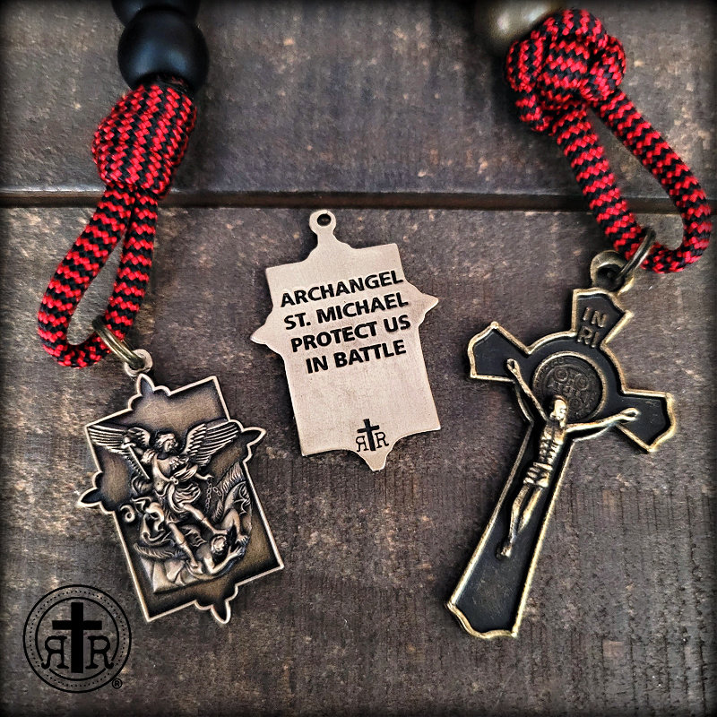 Rugged Rosaries® Saint Michael Pocket Catholic Rosary - Paracord Rosary