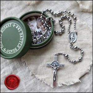 Best Selling Combat Style - WWI Battle Beads Rosary with St. Benedict Crucifix - Catholic Rosary