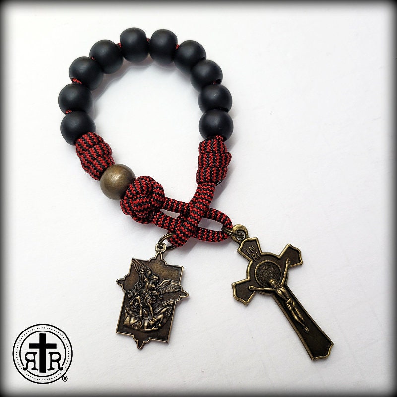 Rugged Rosaries® Saint Michael Pocket Catholic Rosary - Paracord Rosary