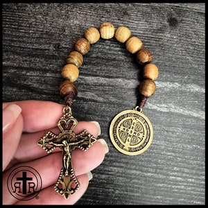Rugged Rosaries® - St. Benedict Handcrafted Natural Wooden Pocket Rosary - Catholic Gifts