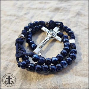 Rugged Rosaries® Power Meditation Rosary - Heavy Duty Blue Paracord Rosary