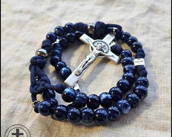 Rugged Rosaries® Power Meditation Rosary - Heavy Duty Blue Paracord Rosary