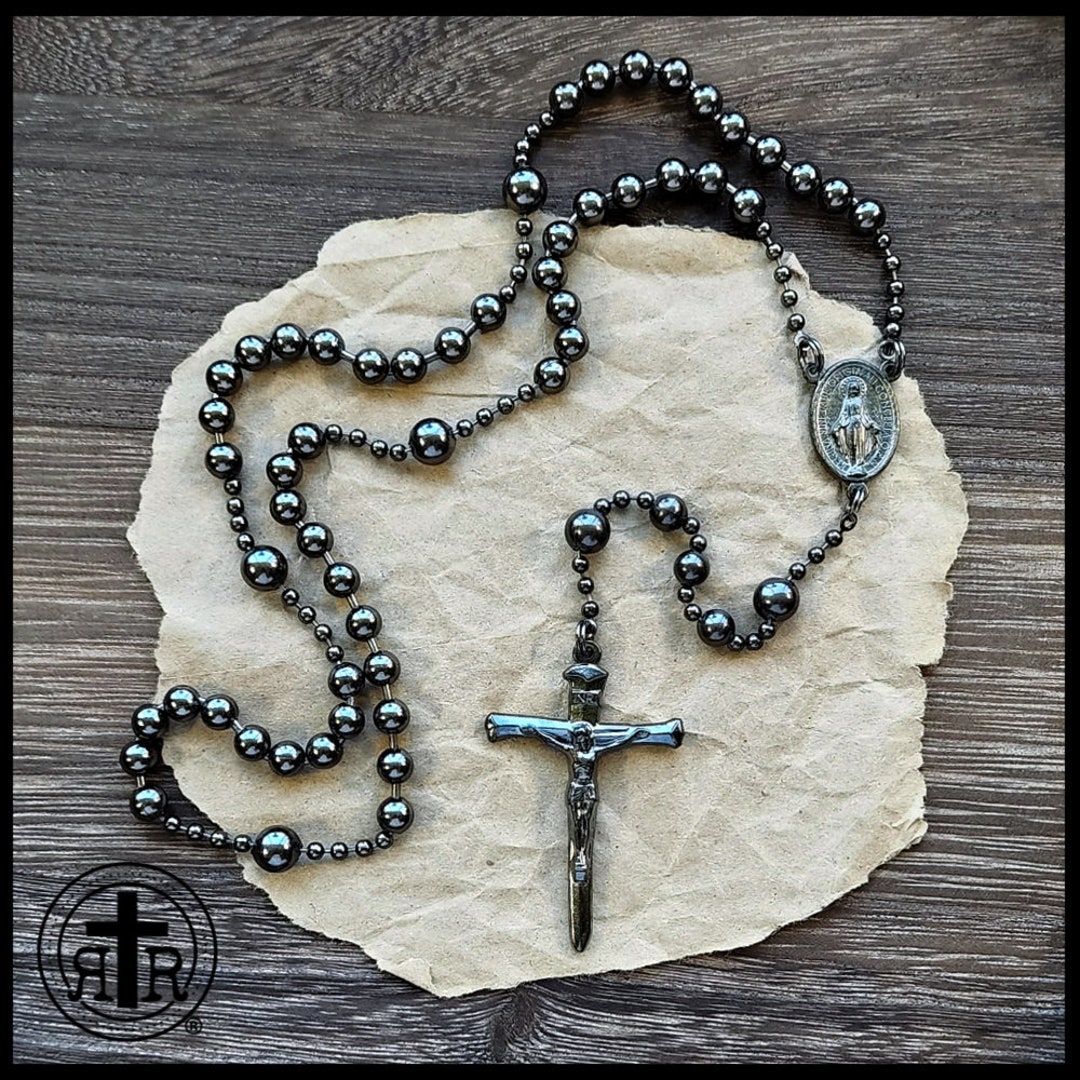 Rugged Rosaries® WWI Battle Beads Combat Rosary in Gunmetal Catholic