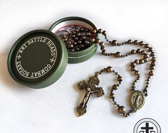 Rugged Rosaries® - WWI Battle Beads® Combat Rosary in Antique Bronze