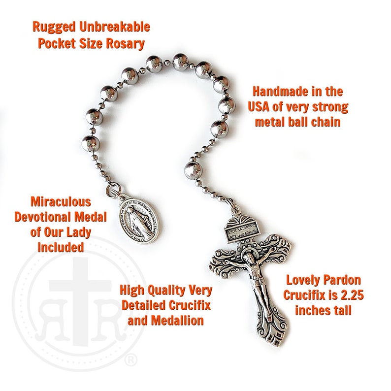 Rugged Rosaries® WWI Battle Beads Combat Pocket Catholic Rosary Pardon Crucifix image 5