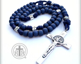 Rugged Rosaries® Power Meditation Rosary - Heavy Duty Blue Paracord Rosary