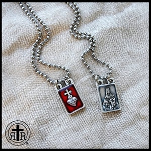 Scapular on Chain with Brown Wool Backing -  Powerful Protection Catholic Gifts from Rugged Rosaries