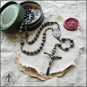 Rugged Rosaries® WWI Battle Beads Combat Rosary in Gunmetal Catholic Rosary image 1