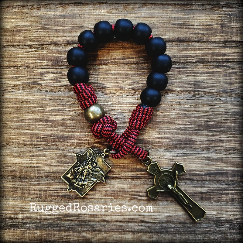Rugged Rosaries® Saint Michael Pocket Catholic Rosary - Paracord Rosary