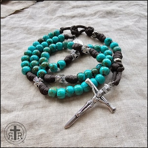 Rugged Rosaries® St. Kateri Tekakwitha Turquoise Rosary - Paracord Rosary