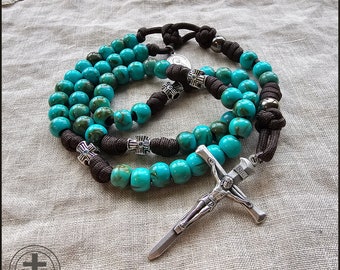 Rugged Rosaries® St. Kateri Tekakwitha Turquoise Rosary - Paracord Rosary