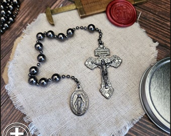 Rugged Rosaries® WWI Battle Beads Combat Pocket Catholic Rosary - Gunmetal