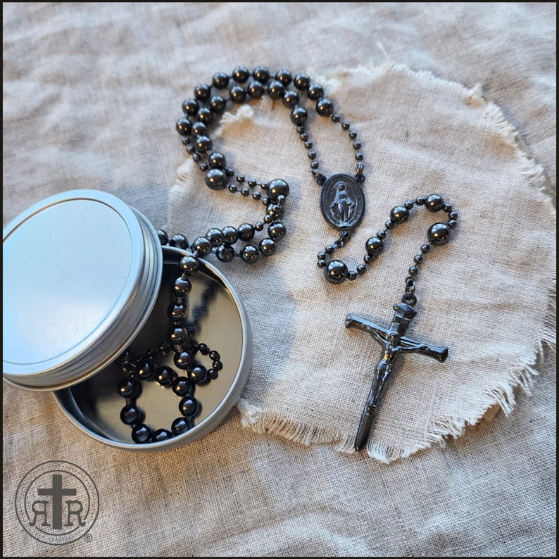 Rugged Rosaries® WWI Battle Beads Combat Rosary in Gunmetal Catholic Rosary image 4