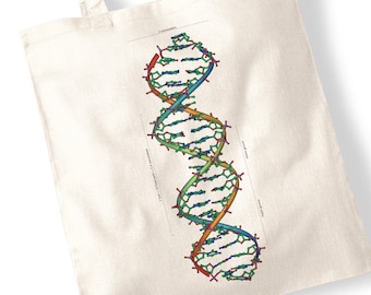 DNA Deoxyribonucleic Acid Tote Bag - Scientific, Genetic, Diagram, Geek, Nerd, Medical, Medicine,Student Totes