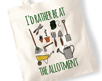 I'd Rather Be At The Allotment Tote Bag - Perfect present for a Green-fingered Grandma, Grandad, Mother, Friend - Vegetable Garden Gardener