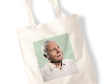David Attenborough Tote Bag - Vintage 90s Photo Poster Shopping Bag