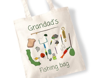 Custom Name Fishing Bag - Perfect present for an Angler, Fisherman, Carp, Coarse, River - Personalisable, Personalised Printed Tote Canvas