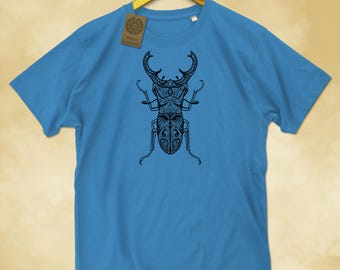 Stag Beetle Insect Print Mens T-Shirt