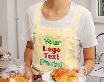 Custom Printed Personalised Canvas Apron Kitchen Cafe Food  - Photo, Logo, Text, Slogan, Business, Event, Bulk buy, Wholesale Cotton