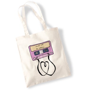 Sac fourre-tout à cassette First Dance - Votre chanson imprimée sur un sac cadeau personnalisé - Souvenir de mariage