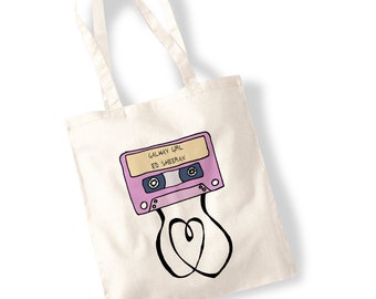 First Dance Cassette Tape Tote Bag - Your Song Printed on a Custom Tote Gift Bag - Wedding Keepsake