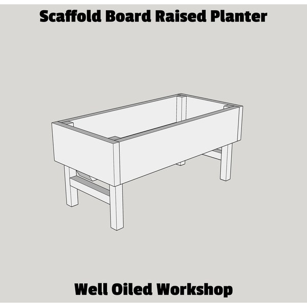 Scaffold Board Raised Bed Planter Woodworking Plans - Instant Download PDF - Gardening DIY Herb Garden, Wildflower Bee Friendly - Schematics