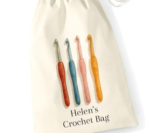 Custom Name Crochet Hook Bag - Perfect present for a Crafty Grandma, Sister, Mother, Friend - Personalisable Personalised Printed Storage