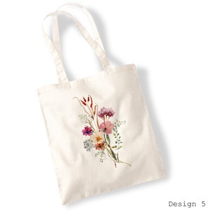Wildflower Bouquet Tote Bags Watercolour, Pressed Flowers, Water Colour, Bunch of Cut, Watercolor Illustration Totes image 5