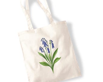 Bluebell Flower Tote Bag - Horticulture Illustration Watercolour Art Totes Blue Plant Spring Botanic