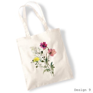 Wildflower Bouquet Tote Bags Watercolour, Pressed Flowers, Water Colour, Bunch of Cut, Watercolor Illustration Totes image 9