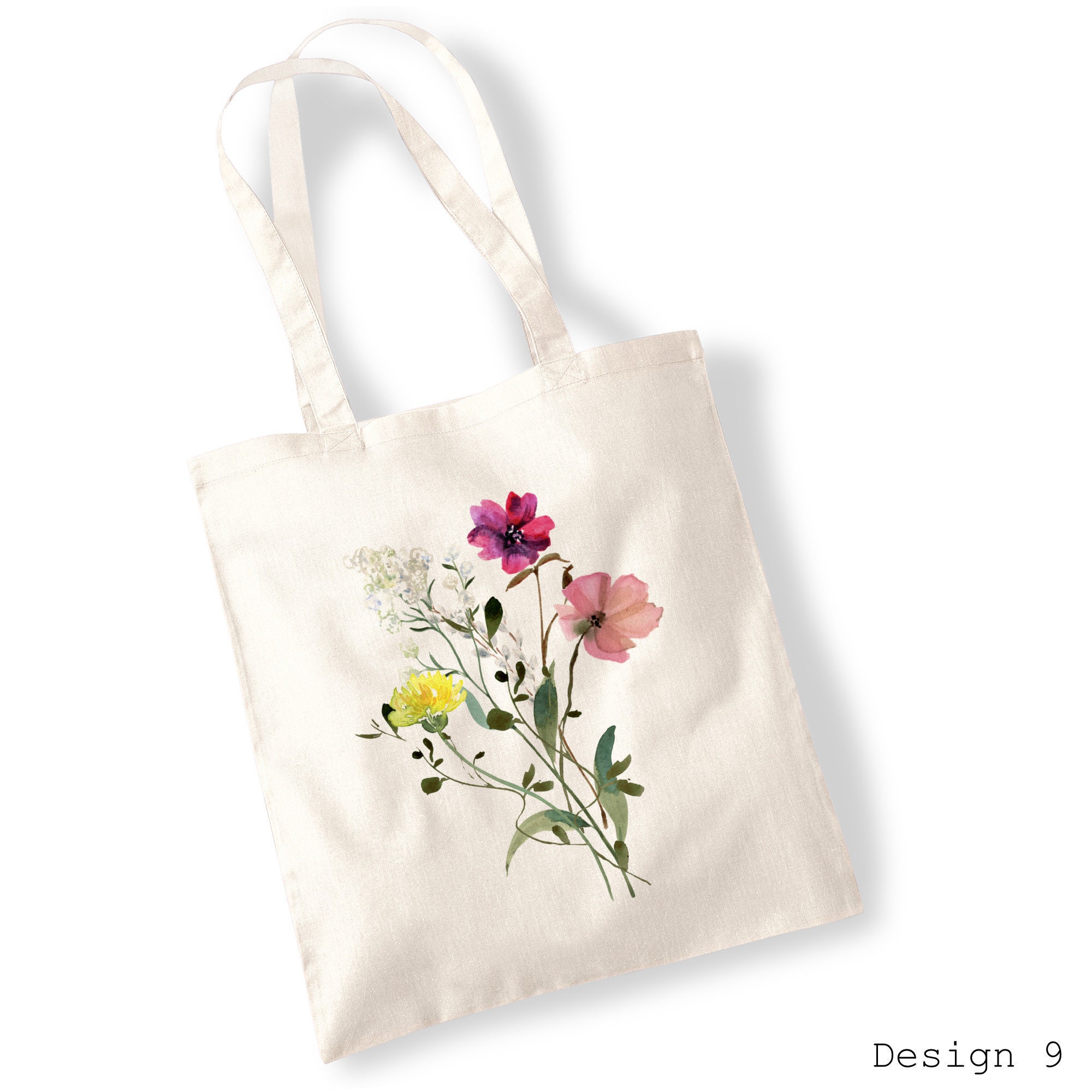 Wildflower Bouquet Tote Bags Watercolour Pressed Flowers - Etsy
