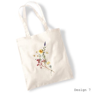 Wildflower Bouquet Tote Bags Watercolour, Pressed Flowers, Water Colour, Bunch of Cut, Watercolor Illustration Totes image 7