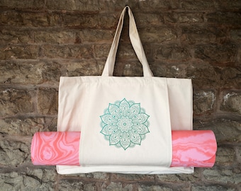 Mandala Yoga Tote Bag - Watercolour, Pressed Flowers, Water Colour, Grasses, Watercolor Illustration Totes, Mat, Gym, Sports