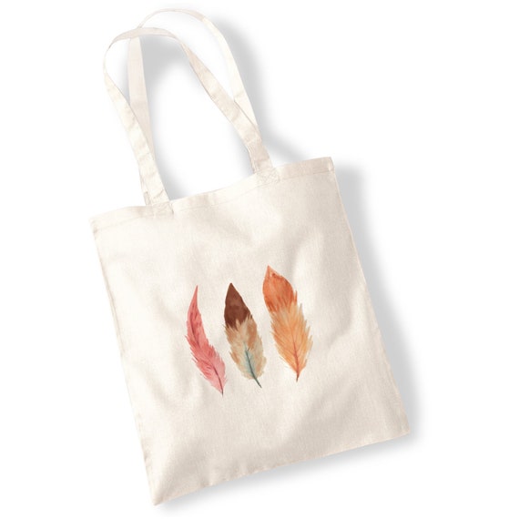 Piume Borse Sacchetto Borsa Tote Con Piume Acquerello Minimal