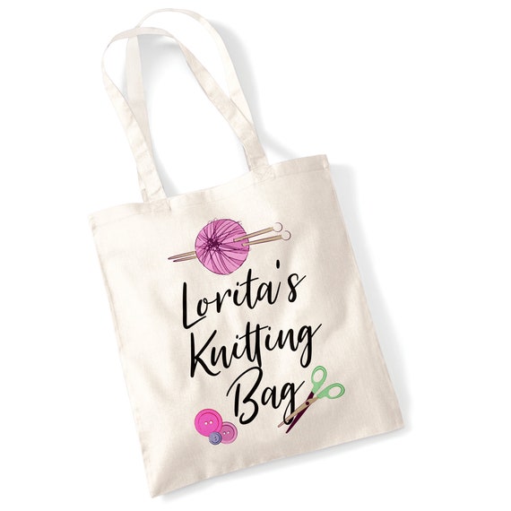 Knitting Bag, Shopping Bag, Canvas Tote Bag, Printed Tote Bag