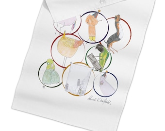 Custom Printed Personalised Organic Cotton Tea Towels: Your Own Artwork, Photo, Logo, Text, Kids Drawing, Art, Watercolour, Sketch, Drawing