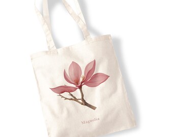 Magnolia Flower Tote Bag - Horticulture Illustration Watercolour Art Totes Pink Blossom Spring Botanic