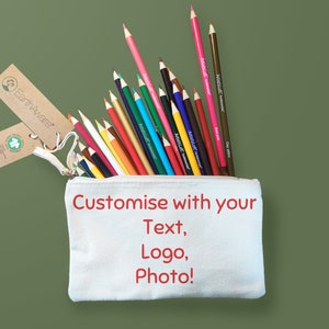 Custom Printed Personalised Canvas Case Pencil Makeup Bridal Gift - Photo, Logo, Text, Slogan, Business, Event, Bulk buy, Wholesale Bags