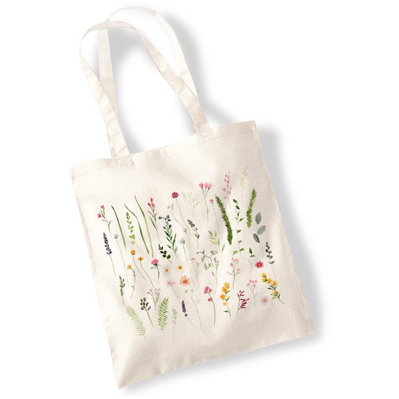 Cute Canvas Tote Bag White Printed Flowers Plain Large Beach Tote with Zipper Shoulder Bags, Petunia