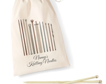 Custom Name Knitting Needle Bag - Perfect present for a Crafty Grandma, Sister, Mother, Friend - Personalisable Personalised Printed Storage
