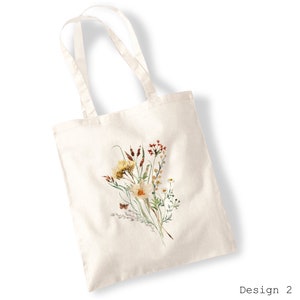 Wildflower Bouquet Tote Bags Watercolour, Pressed Flowers, Water Colour, Bunch of Cut, Watercolor Illustration Totes image 2