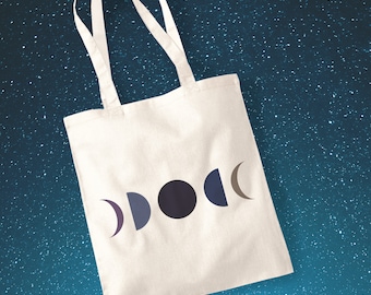 Lunar Moon Phases Tote Bag - Minimal Abstract Celestial Night Sky Accessory for Astronomy Lovers