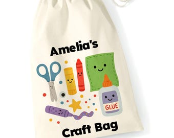 Custom Name Craft Bag - Perfect present for a Crafty Kid, Sister, Brother, Son, Daughter, Friend - Personalisable Personalised Storage