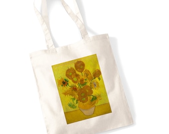 Vincent Van Gogh Tote Bag Selection - Sunflowers Skeleton Olive Trees Portrait Natural Cotton Shopping Bag for Life High Resolution Printing