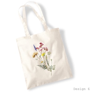 Wildflower Bouquet Tote Bags Watercolour, Pressed Flowers, Water Colour, Bunch of Cut, Watercolor Illustration Totes image 6